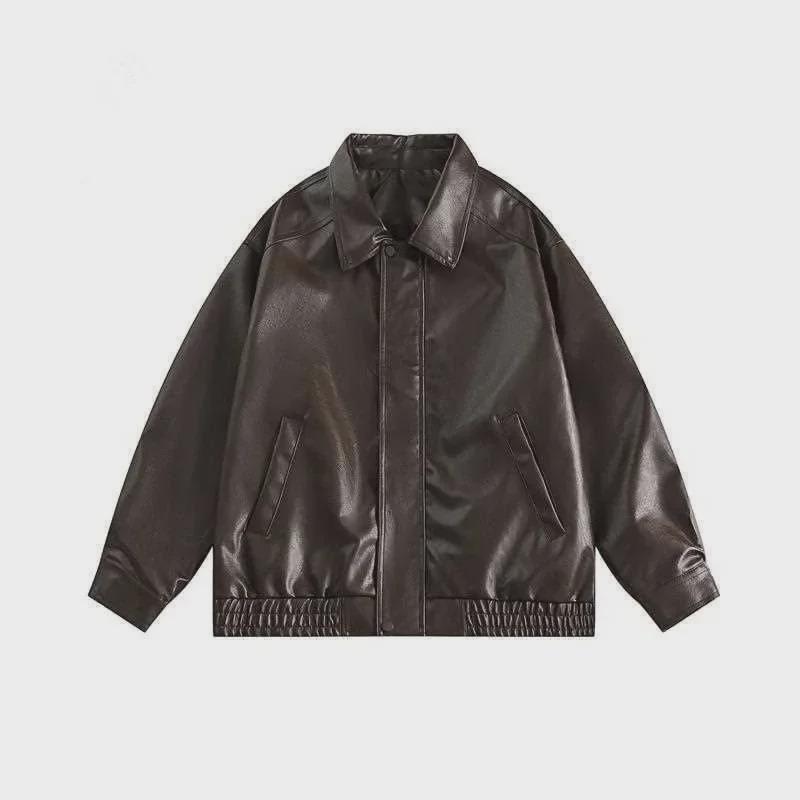 Unisex Retro Motorcycle-Style PU Leather Hip-Hop Jacket for Fall
