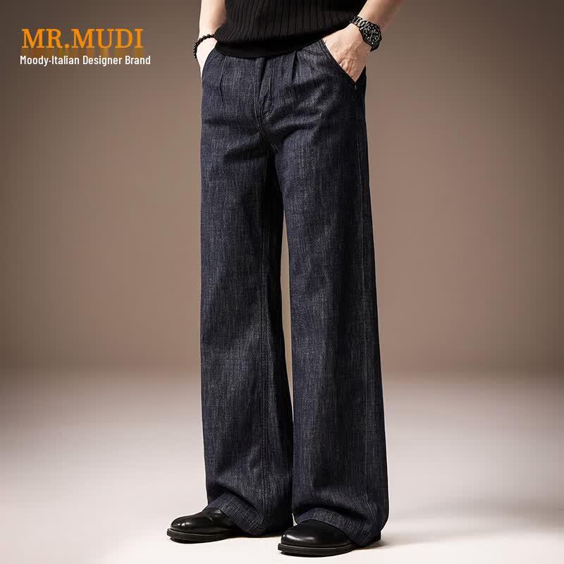 MR.MUDI Men s High-End Old Money Style Summer Thin Wide-Leg Jeans XS