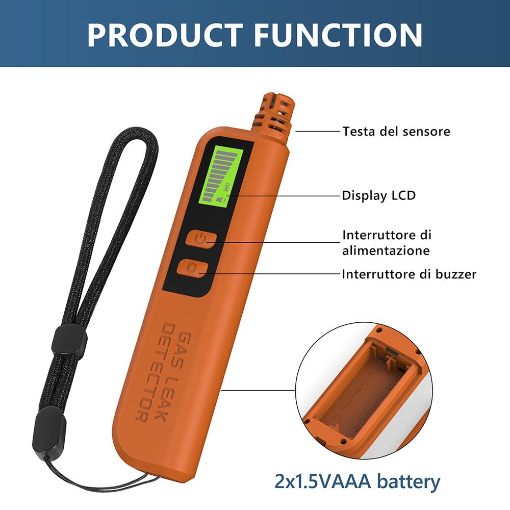 Combustible Gas Leak Detector Natural Gas CO CH4 C2H6 Alcohol LPG Alarm Detector Professional Analyzer with Audible Visual Alarm
