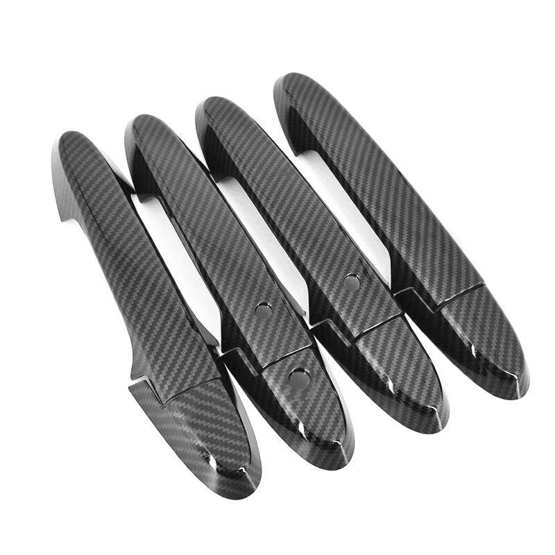 Funduoo Carbon Fiber Chrome Car Side Door Handle Cover Sticker For Honda City 2015 2016 2017 2018   Styling