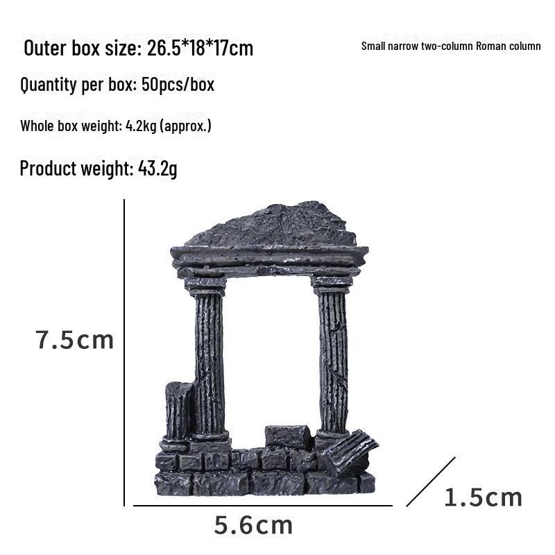 Römische Säule, Dekoration für Aquarien aus Kunstharz: Doppelsäulen-Mooslandschaft