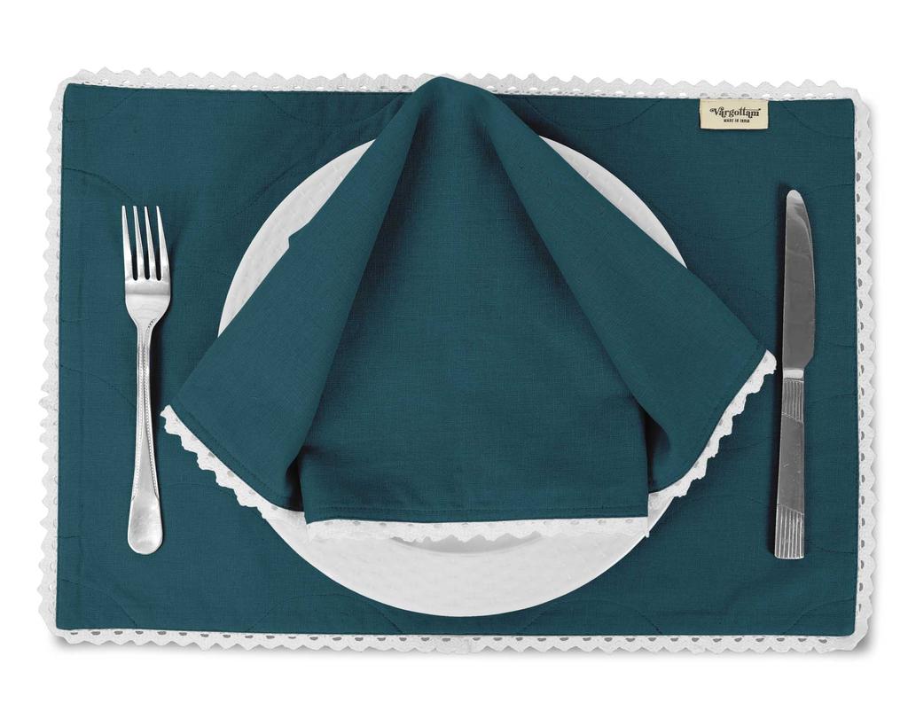 Vargottam Schwarz Einfarbig Heimdekor Waschbar Wendbar Spitze Essplatzsets Mit Servietten Set-Pack Von