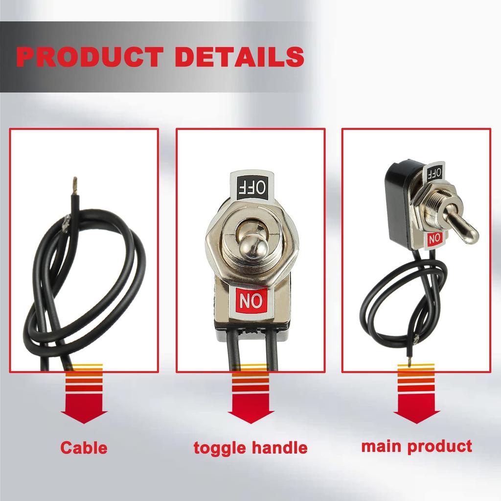 Heavy Duty Toggle Switch SPST 2 Pin ON/Off Rocker Toggle Switch 6A/125V 3A/250V for Car Truck Boat Marine Black Shell(1PCS)