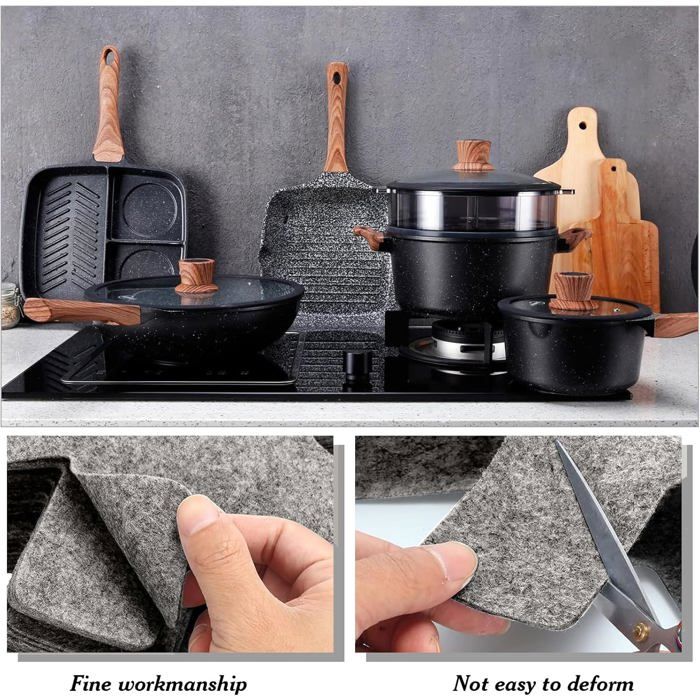 12 pièces protège-poêles (26/35/38 cm), séparateurs empilables pour éviter les rayures Label