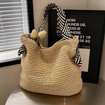Borsa da Spiaggia Intrecciata in Paglia per Donna Fashi Grande Capacità Viaggio Vacati Borsa a Spalla da Donna Estate Nuova Casual Borse da Donna