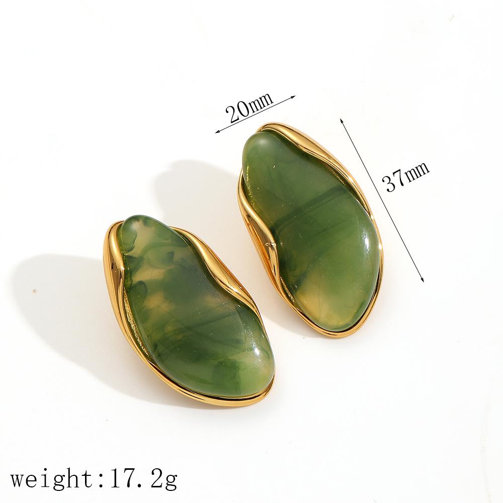Resin Geometric Shape Earrings Stainless Steel  Ear Studs for Women Accessories