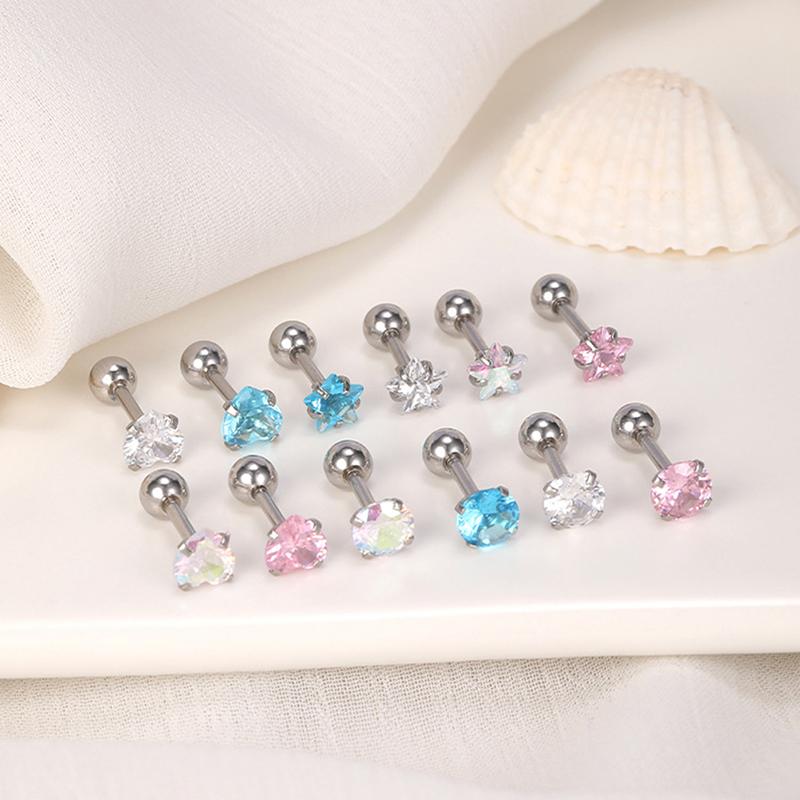 1 Pair 4Mm Multicolor  Stud Earrings For Women Ear Bone Nail Cartilage Ea