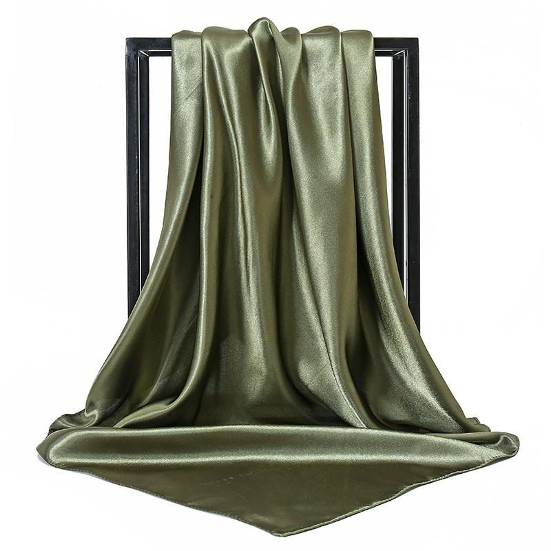 Spring/Summer Pure Colour Imitation Silk Hijab Outdoor Occupational Stewardess Neckerchief Women’s Strip Plain Print Scarf