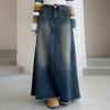 European & American Plus Size Gradient Denim Slimming Skirt - Trendy Autumn/Winter Women's Street Fashion