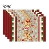 Holiday Party Supplies 4Pcs Christmas Linen Placemat Set, Cartoon Snowman Gingerbread Gnome Table Pattern Placemats Mat, Heat Resistant Place Mat for