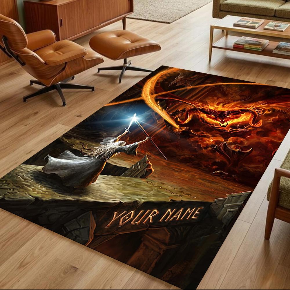 Lord Rings Customized Name Floor Rug Office Rug Suitable for Balcony Foyer Game Room Decorate room Anti-slip Rug Decorate Offices