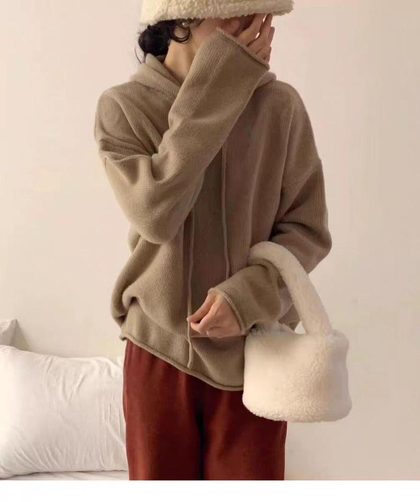 2025 A/W Women's Pure Wool Hooded Pullover - Casual, Soft, and Cozy.