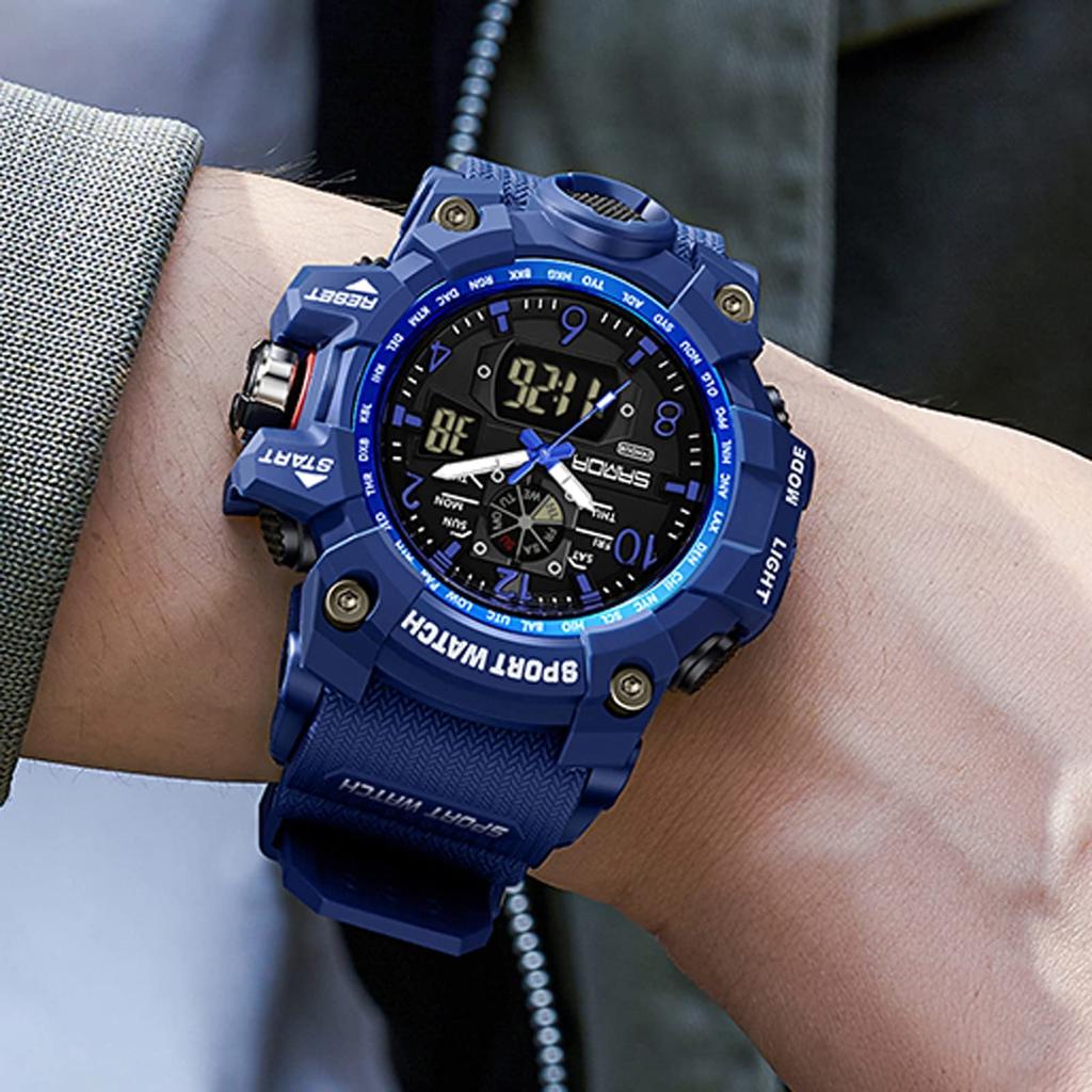 Reloj digital deportivo cronómetro compatible con agua reloj de estilo militar de moda reloj para correr hora dual pantalla de hora bilateral despertador reloj luminoso 50m