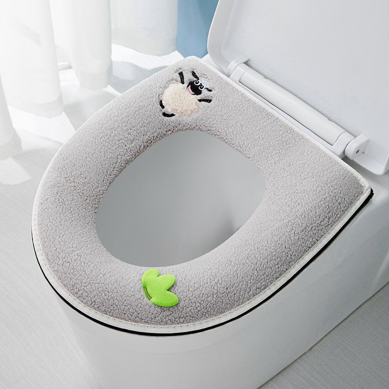 

2025 warm toilet seat pad home winter zipper WC cover four seasons universal soft toilet seats cute potty cushion mats case Cape світло-сірий колір
