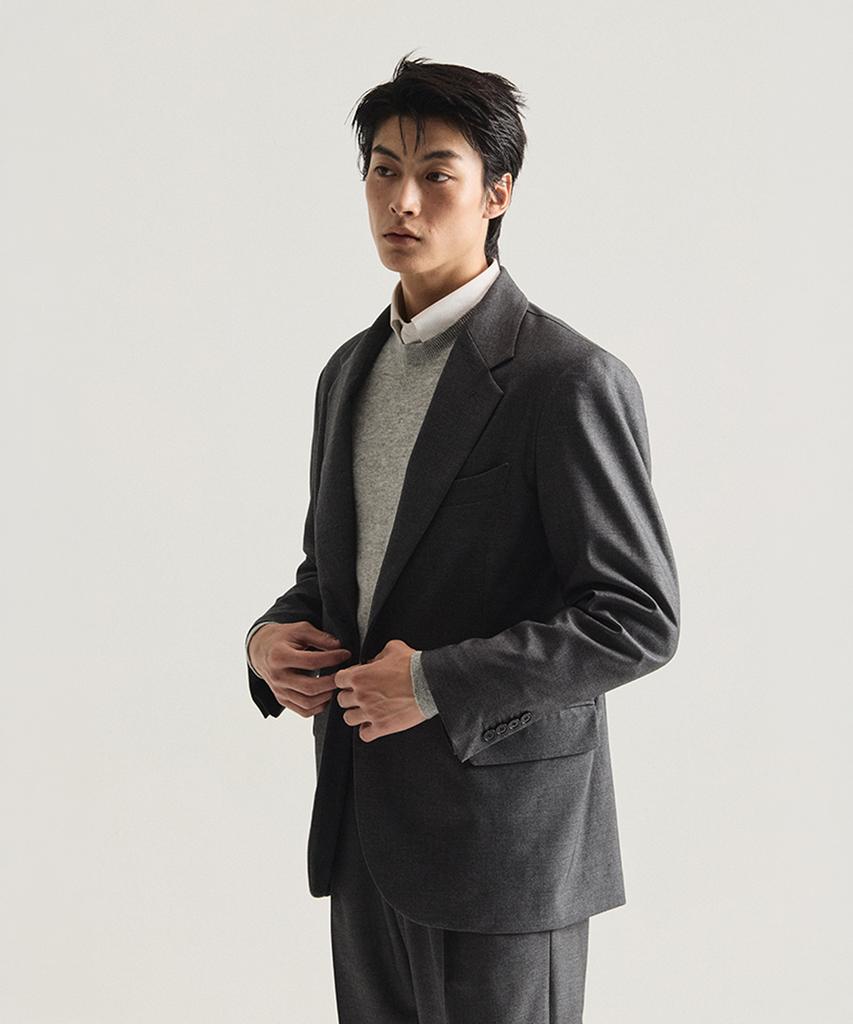 TAILORCHAD [Set] Signature Grey Tailored Single Blazer