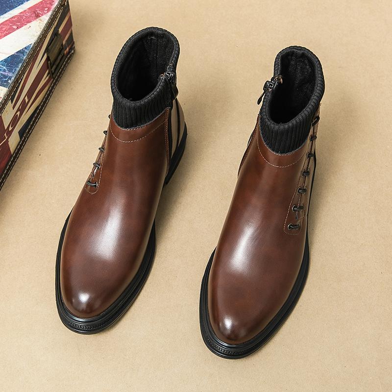FashionLuxury Brand Brown Classic Men s Ankle Boots Pointed Banquet Formal Boots Men — фото 3