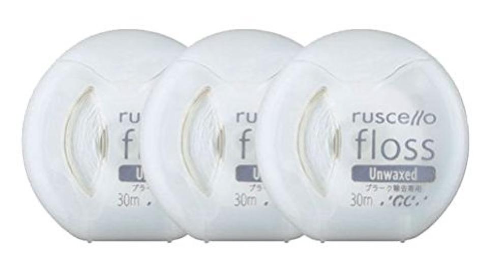 Rushelo GC Shelo Floss 30m x 3 rolls Unwaxed (White)