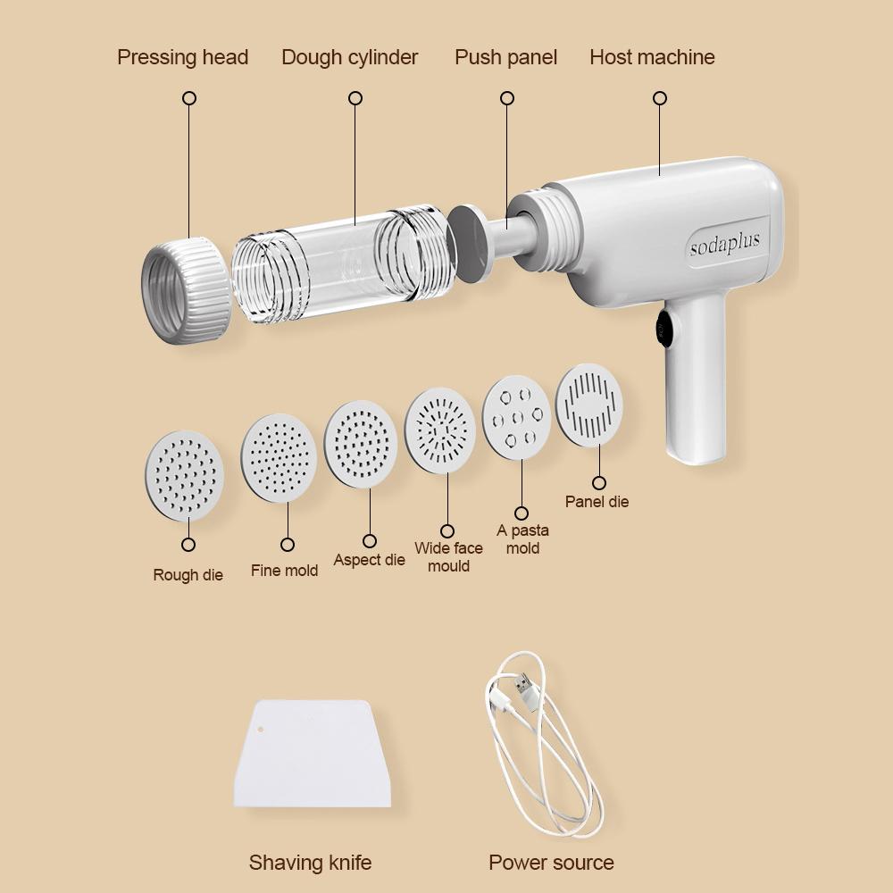 Automatic Pasta Maker Machine Handheld Electric Noodle Maker 6in 1 Cordless Portable Spaghetti Noodles Maker with Dough Cutter