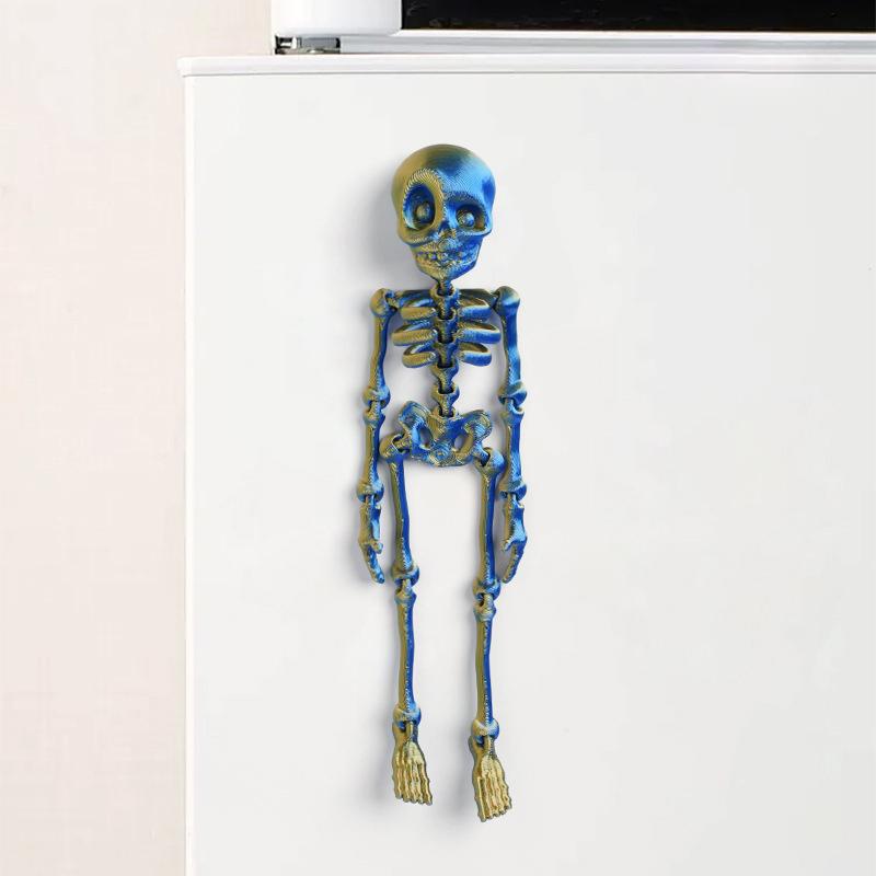 1Pc Magnetic Poseable Skull Fridge Magnet Funny Halloween Gift Easter Kitchen & Dining Decor Home Accessory, Quirky Decor