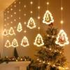 LED Santa Claus Christmas Curtain String Lights for Windows - Festive Cartoon Decoration