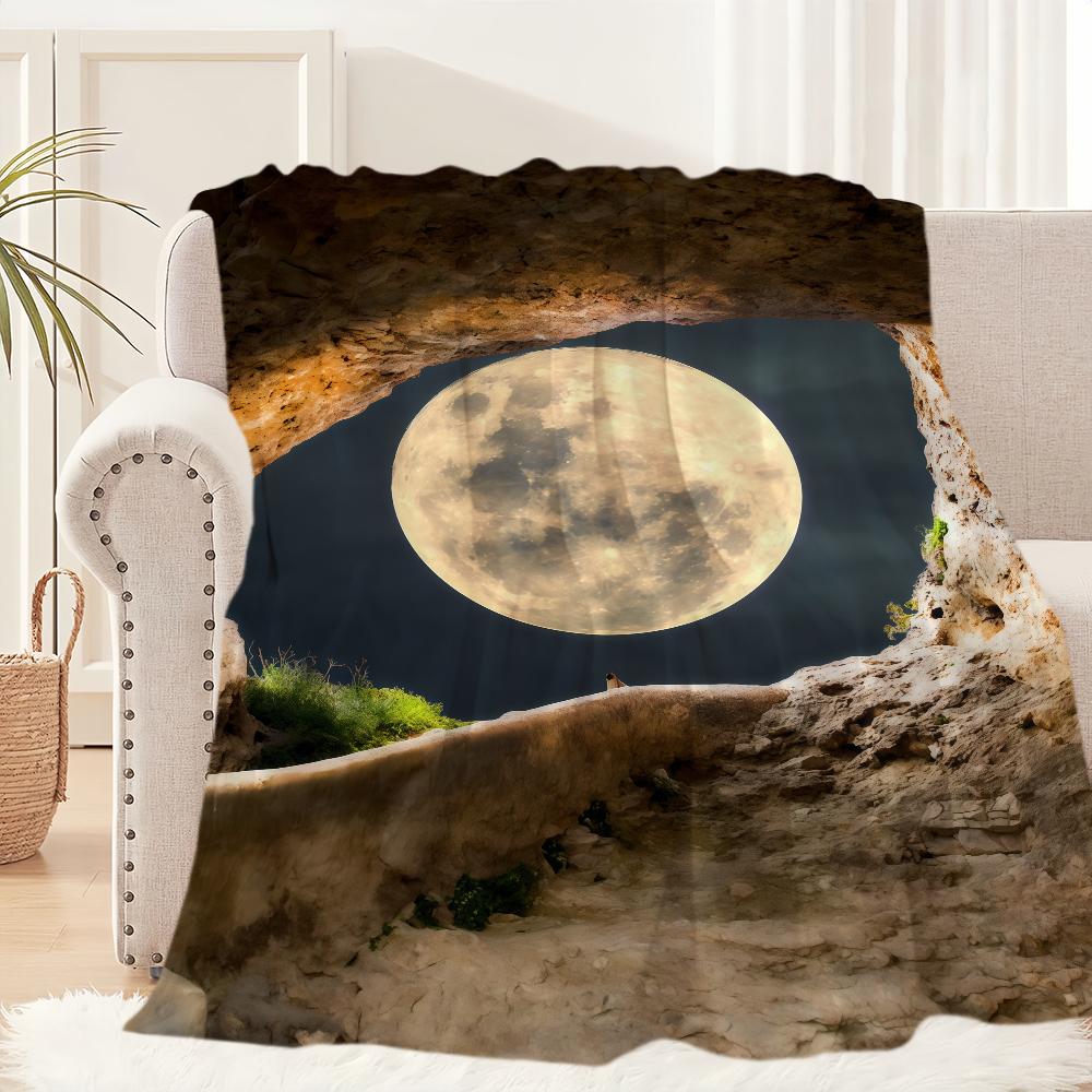 Internet Famous M Moon  Starry Night Blanket For Soft Throw Blanket for Picnic Bed Sofa Home Bedroom Cozy Warm Comfortable