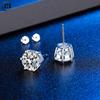 Cbtb 925 Silver GRA Certified 0.5-3CT Real Moissanite D Color VVS1 Six-jaw Stud Earrings Women Wedding Band Jewelry
