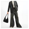 Coach Ella 36 Brand Logo Zipper Closure Cowhide Underarm Shoulder Bag Large Women's Black