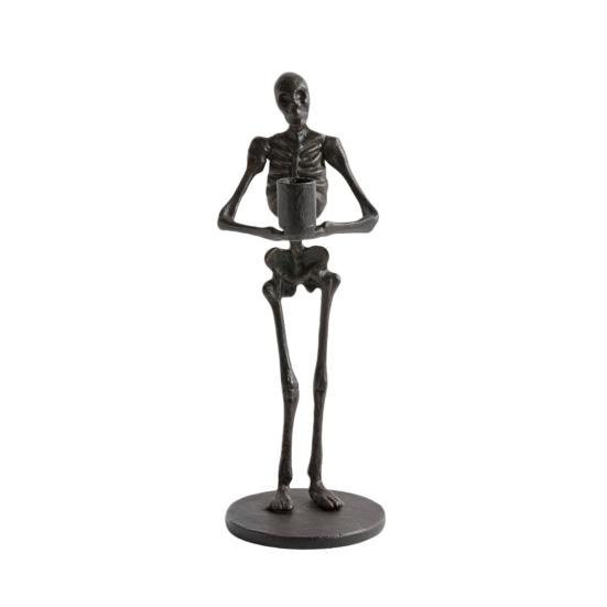 Xiaobudian Halloween Skeleton Candle Holder, Gothic Resin Hand And Standing Candlestick Holders for Table Mantel Decor