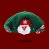 Unisex Winter Character Christmas Bow Beret New Fashion Korean Style Wool Artist Hat Sweet Holiday Red Trendy