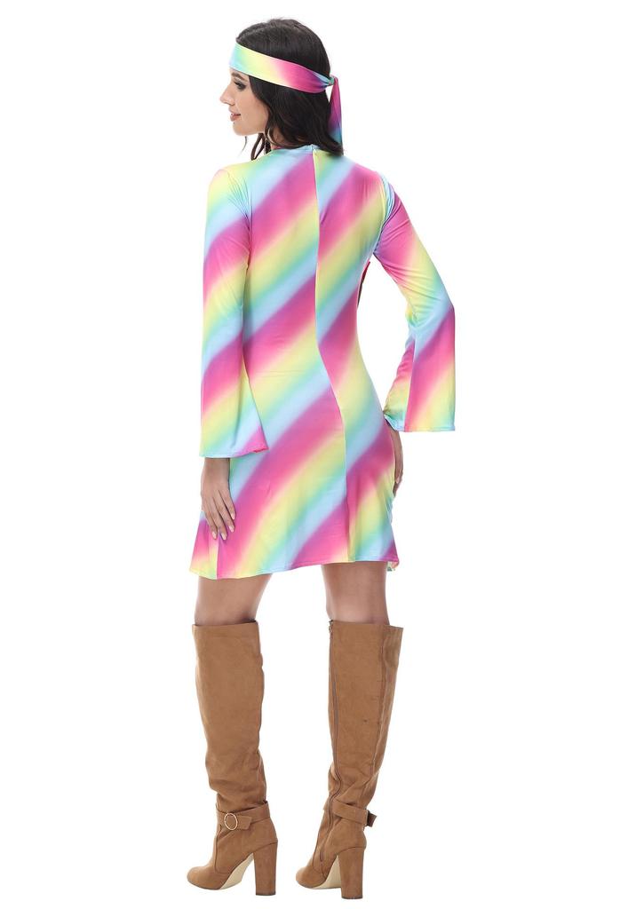 European & American Retro Disco Halloween Couples Costumes for Cosplay Dance Party
