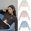 Zhao Lusi-Inspired Knitted Cardigan: Short, Slim, RR Embroidered Style