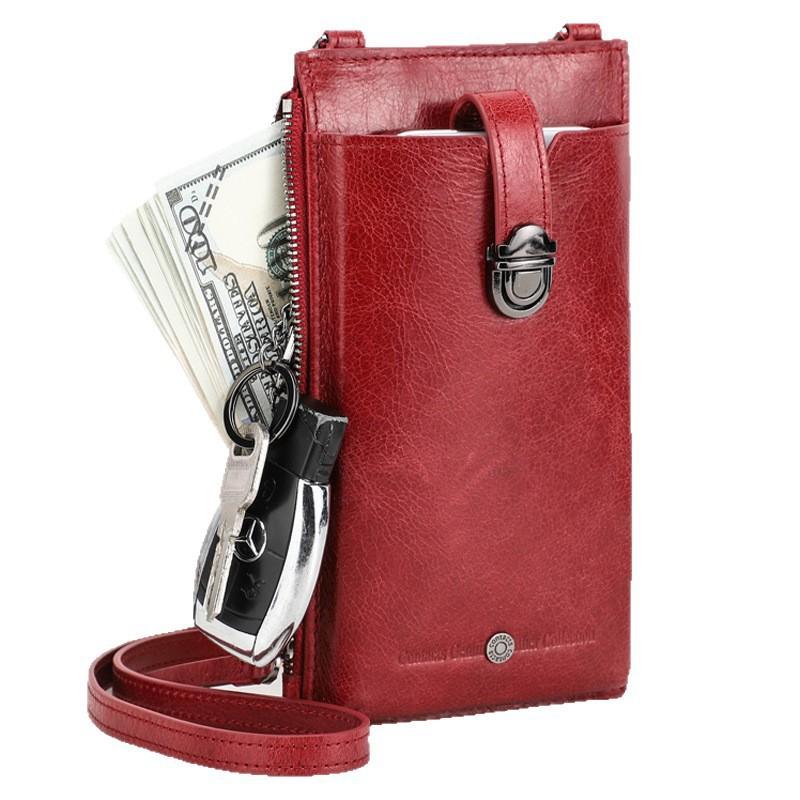 Womens Crossbody Bag Genuine Leather Top Grain Small Square Phone Keys Casual Daily Use