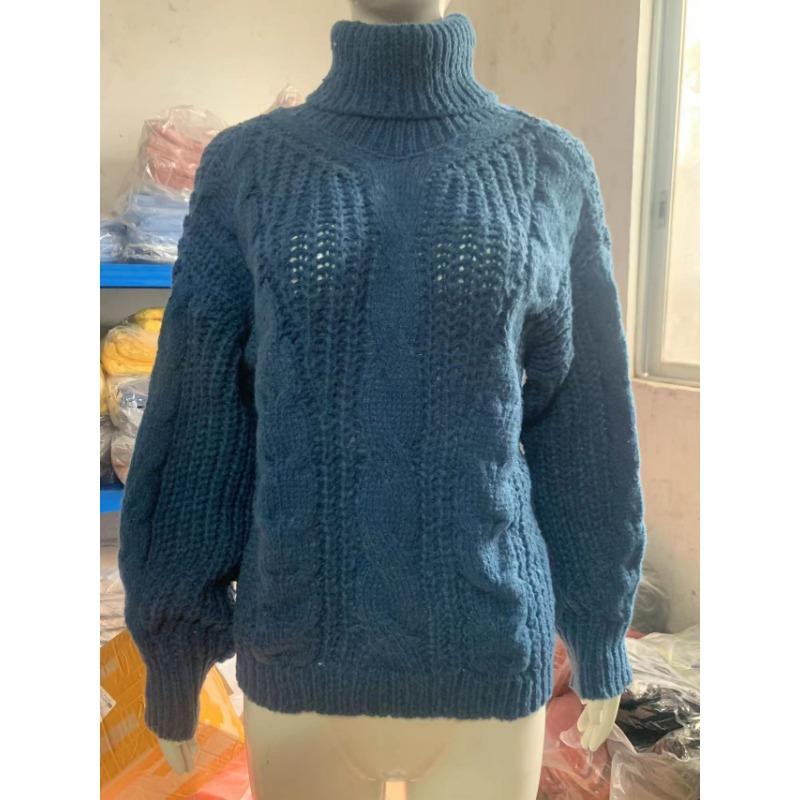 Women's Solid Color Turtleneck Knitted Sweater Top