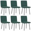 VidaXL Dining Chairs Set of 6 Dark Green Velvet 3315528