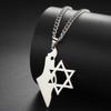 Collar Colgante Mapa de Israel Jeshayuan para Mujer Estrella Hexagrama Acero Inoxidable Colgante Símbolos Je Joyería Religiosa para Hombre