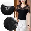 Embroidered Lace Tops for Short Sleeve Cut and Summer Everyday Going Pullover Tops Design [SYitong] Women, Black, Summer, Blouse, Sewn, Slimming,