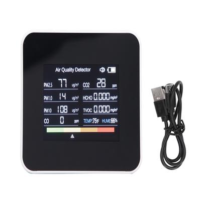 Mètre de Qualité de l'Air PM2.5 PM10 HCHO TVOC CO CO2 Détecteur Écran LCD Couleur Multifonctionnel Qualité de l'Air