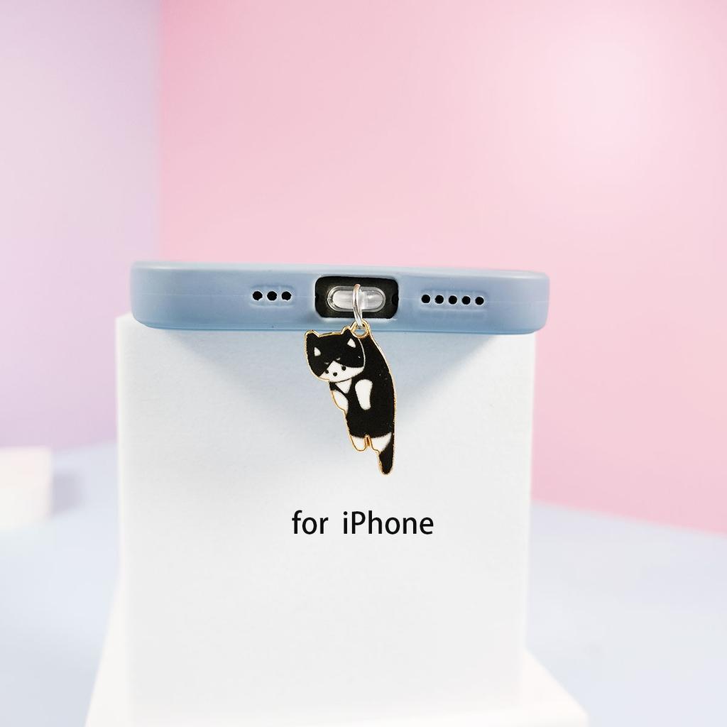 Ένα βύσμα σκόνης για κινητό γάτας κατάλληλο για iPhone για Samsung βύσμα σκόνης διεπαφής Type-C αξεσουάρ ανάρτησης τηλεφώνου χαριτωμένη γάτα