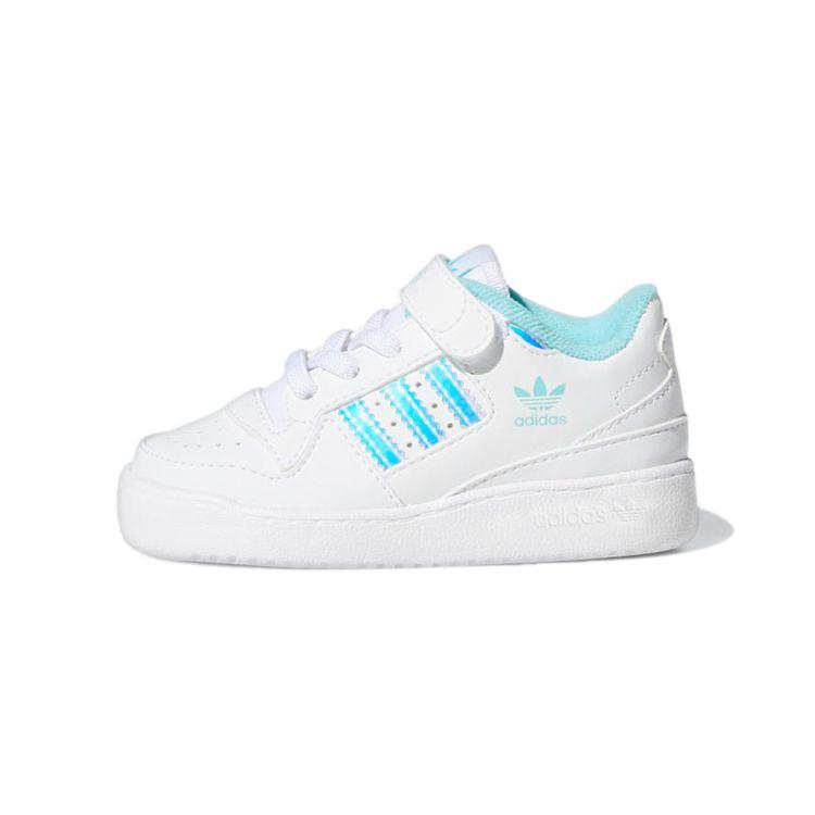 Adidas Originals Forum Iridescent Velcro Thick Sole Comfortable Versatile Casual Low Top Skate Shoes Baby Sneaker White Blue GZ8847