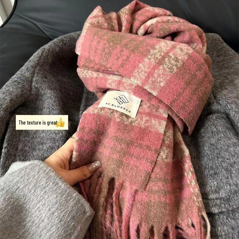

Жіночий зимовий шарф: Японський та Корейський Стиль, Клітинка, Теплий та Товстий, Тренд для Пар та Студентів, Шаль Високого Класу 195cm