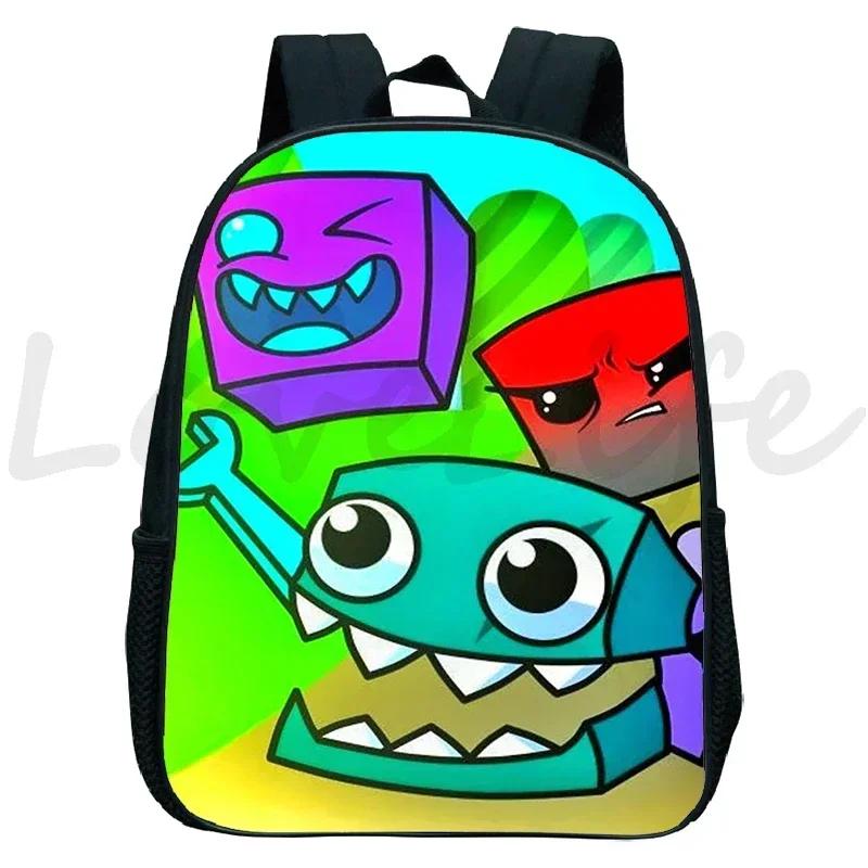 Zaino Kindergarten Geometry Dash Arrabbiato per Bambini e Bambine Zaino Anime Piccola Borsa da Libri Bambini Borse Scolastiche Cartoon Zaino per Bambini