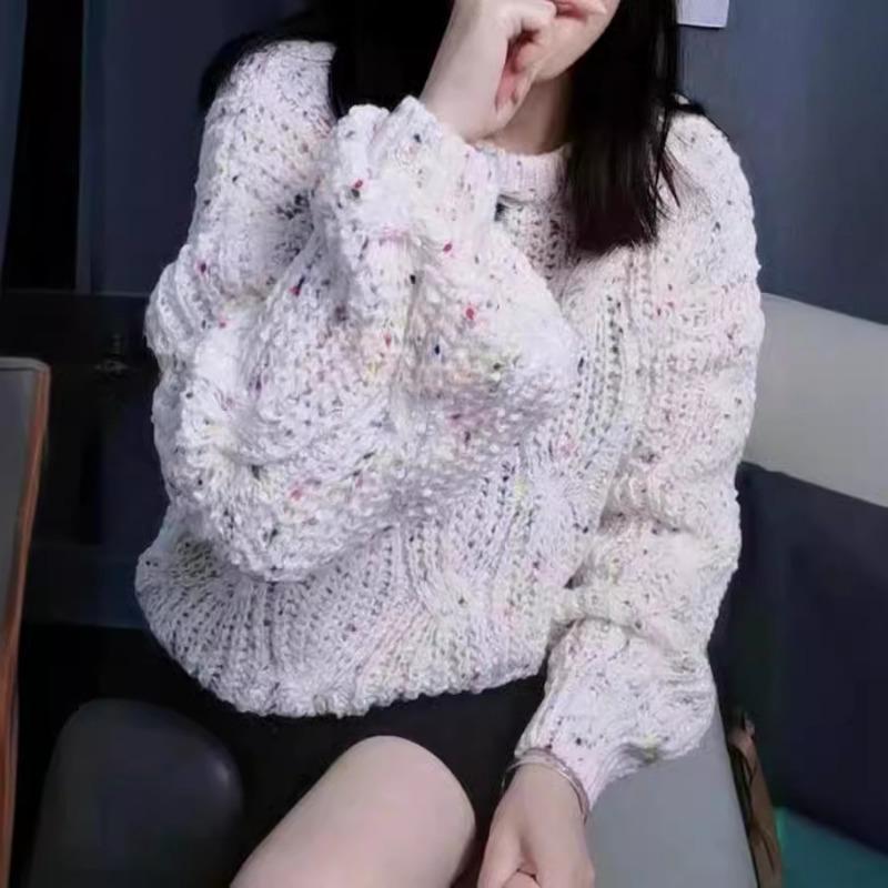 Autumn/Winter Sweater Loose Lantern Sleeve Sweater Korean Coarse Needle Color Knitted Sweater