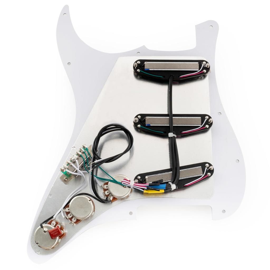 Musiclily SSS Pickguard for Strat Electric Guitars with Alnico 5 Tortoiseshell Pattern Pro-SE ST-DPHA Pre-wired Single-Size Humbuckers, 4-Piece