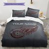 Custom Name,Detroit Red Wings Pattern Bedding Home Decoration Birthday Gift ( 1 Duvet Cover + 2 Pillowcase, Without Core),fan Merchandise.
