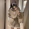 European Spring 2023 Women's Casual Sports Two-Piece Suit with Wide-Leg Shorts
