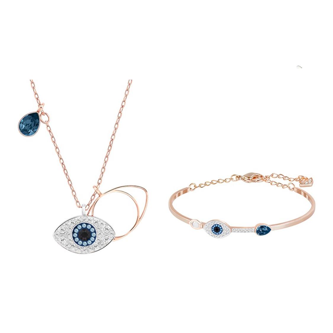 Swarovski Symbolica Evil Eye Crystal Choker Necklace And Bracelet Set Women necklaces 5172560+5171991 Box (Random Color)