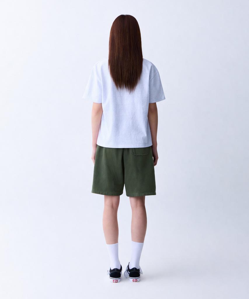 ADERNM Cut-Out Pocket Pigment Bermuda Sweat Shorts (Khaki)