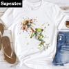 Women Short Sleeve Printing Watercolor Cute Frog Ladies Flower 90s Fashion Clothes Print Tshirt Female Tee Top Graphic Tshirt