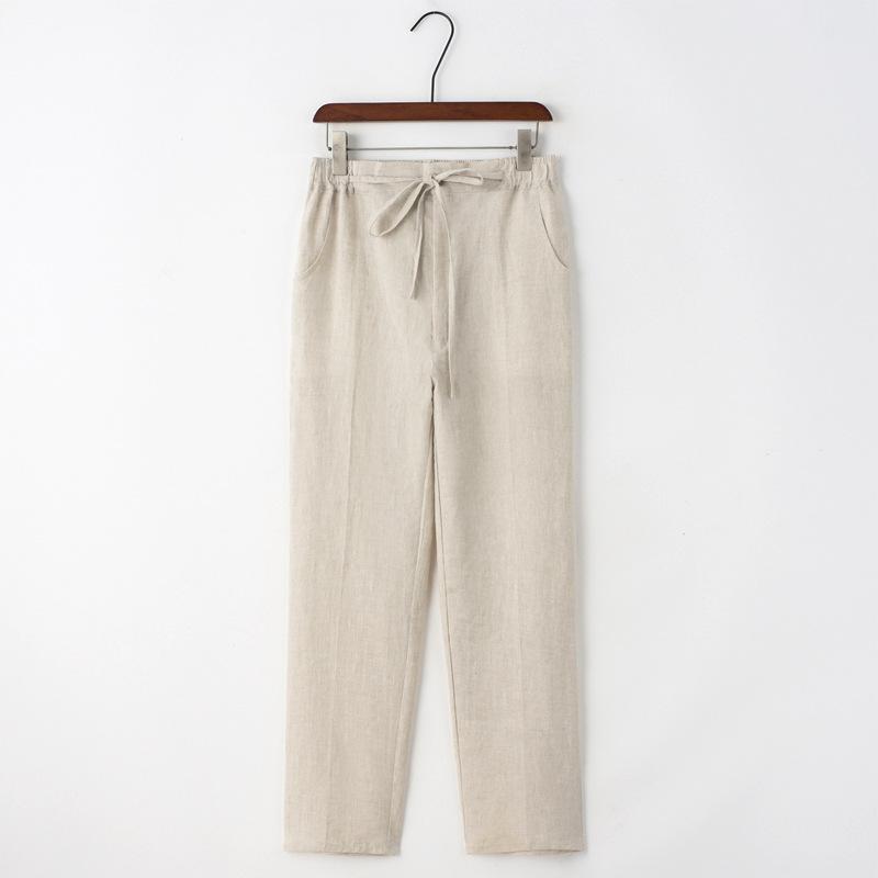 Men's Beach Streetwear Cotton Linen Sweatpants Casual Pants Hawaiian Vacation Loose Summer Straight Pants Male
