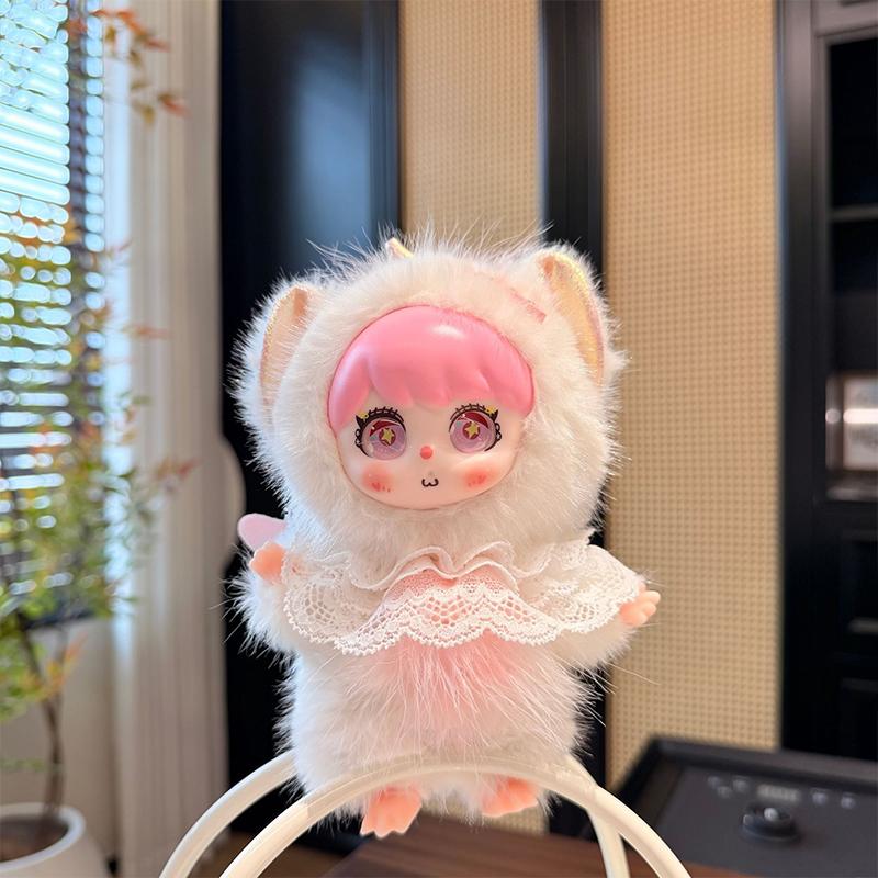 Cute Angel Wings Plush Lace Vinyl Doll Series Pendant Keychain Backapck Hangings Decoration Gift
